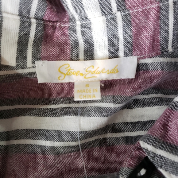 Peasant Core Retro Button Down Top Tunic Small Asymmetrical Striped Indie NEW - Picture 8 of 9